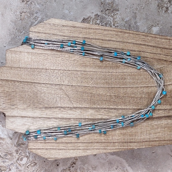 Jay King Liquid Silver/Turquoise Heishi Necklace - Picture 2 of 7